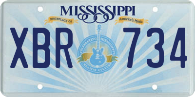MS license plate XBR734