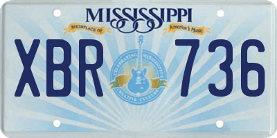 MS license plate XBR736