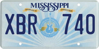 MS license plate XBR740