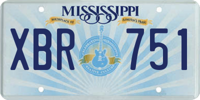 MS license plate XBR751