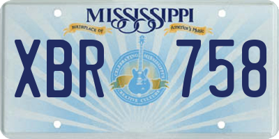 MS license plate XBR758