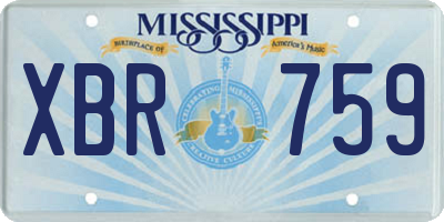 MS license plate XBR759
