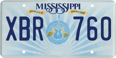 MS license plate XBR760