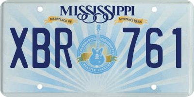 MS license plate XBR761