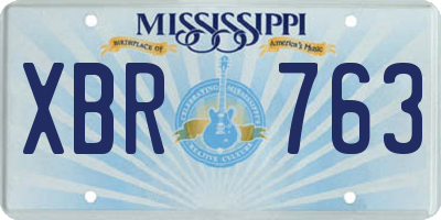 MS license plate XBR763