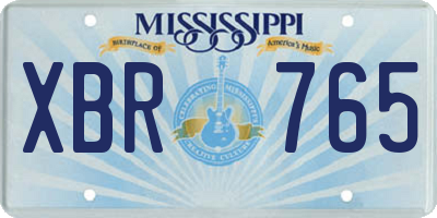 MS license plate XBR765