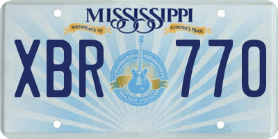 MS license plate XBR770