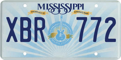 MS license plate XBR772