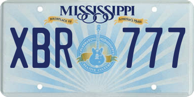 MS license plate XBR777
