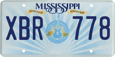 MS license plate XBR778
