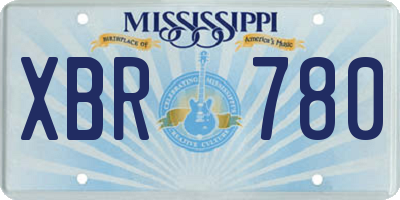 MS license plate XBR780