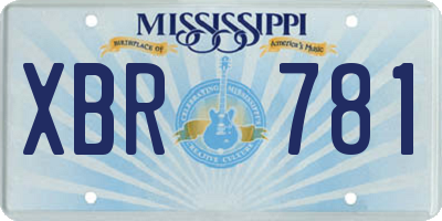 MS license plate XBR781