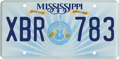 MS license plate XBR783
