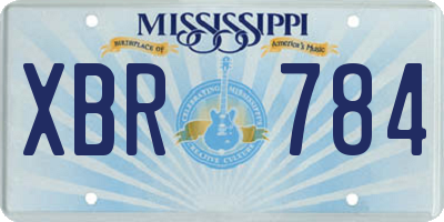 MS license plate XBR784