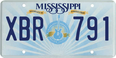 MS license plate XBR791