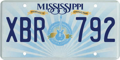 MS license plate XBR792