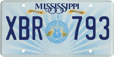 MS license plate XBR793
