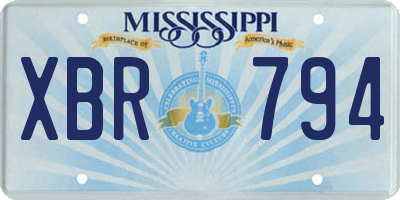 MS license plate XBR794