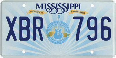MS license plate XBR796