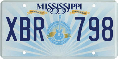 MS license plate XBR798