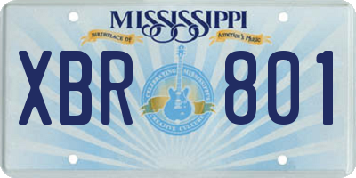 MS license plate XBR801