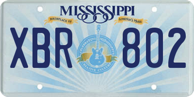 MS license plate XBR802