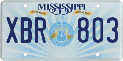 MS license plate XBR803