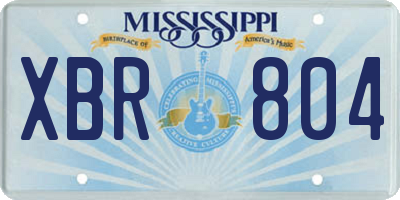 MS license plate XBR804