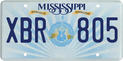 MS license plate XBR805