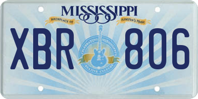 MS license plate XBR806