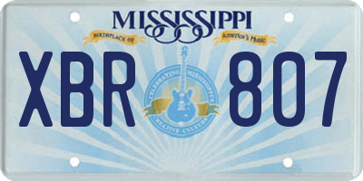 MS license plate XBR807