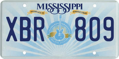 MS license plate XBR809