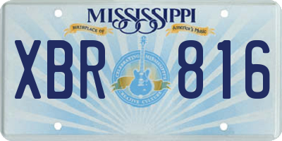 MS license plate XBR816