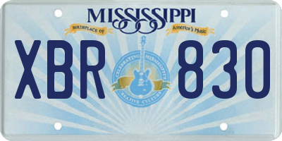 MS license plate XBR830