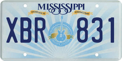 MS license plate XBR831