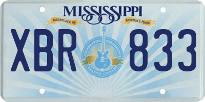 MS license plate XBR833