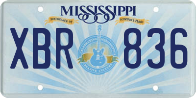 MS license plate XBR836