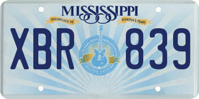 MS license plate XBR839