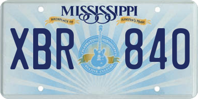 MS license plate XBR840