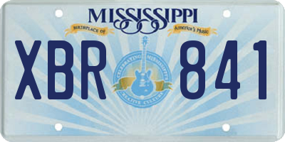 MS license plate XBR841