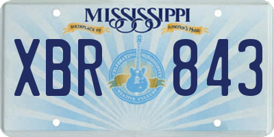 MS license plate XBR843