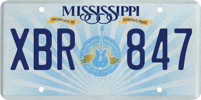 MS license plate XBR847