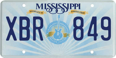 MS license plate XBR849