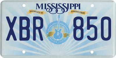 MS license plate XBR850