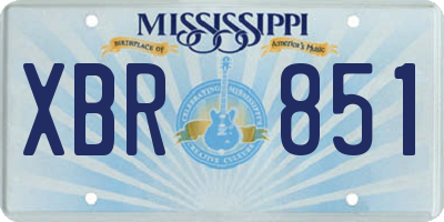 MS license plate XBR851