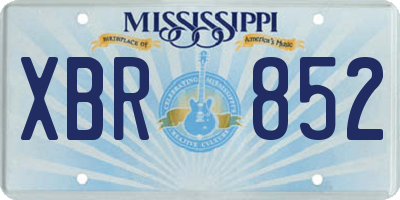 MS license plate XBR852