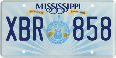 MS license plate XBR858