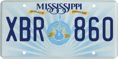 MS license plate XBR860