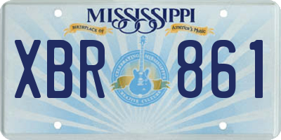 MS license plate XBR861