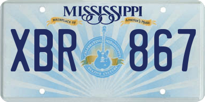 MS license plate XBR867